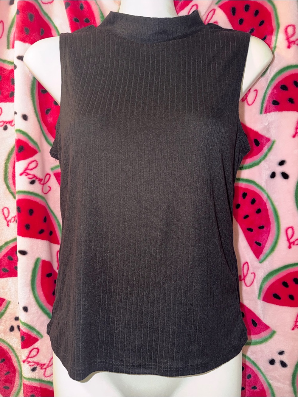 🖤 One Step Ahead Sleeveless Mock Neck Ribbed Tank Top